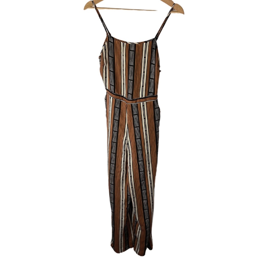 EUC Forever 21 black / cream / orange spaghetti strap jumpsuit